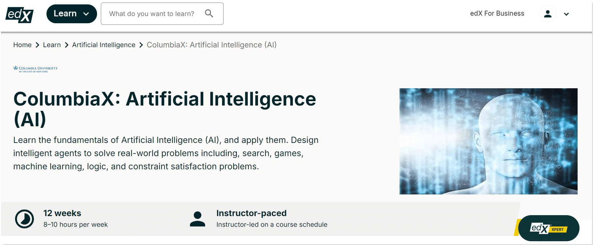 edX Introduction to Artificial Intelligence (Columbia University) course